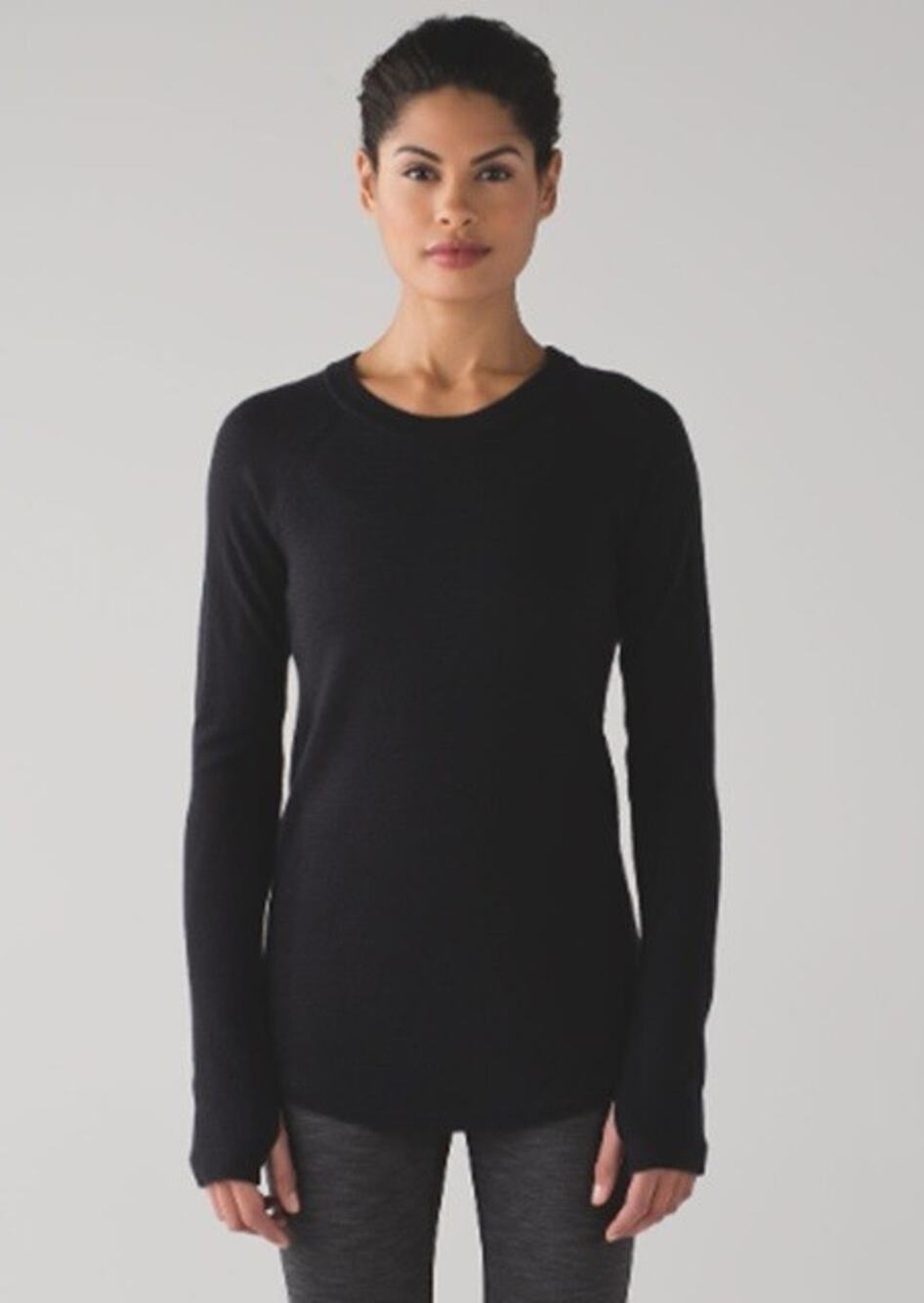 Lululemon Sit In Lotus Merino Wool Sz S Long Sleeve Sweater Black